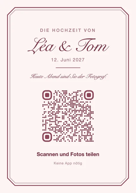Puderrosa QR-Code-Poster in einem doppelten Rahmen