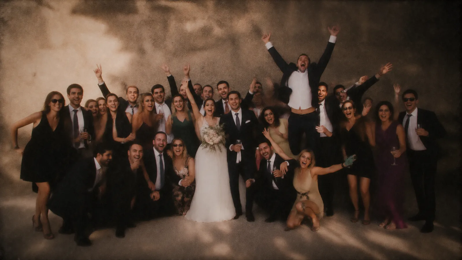 Photo de groupe lors d’un mariage